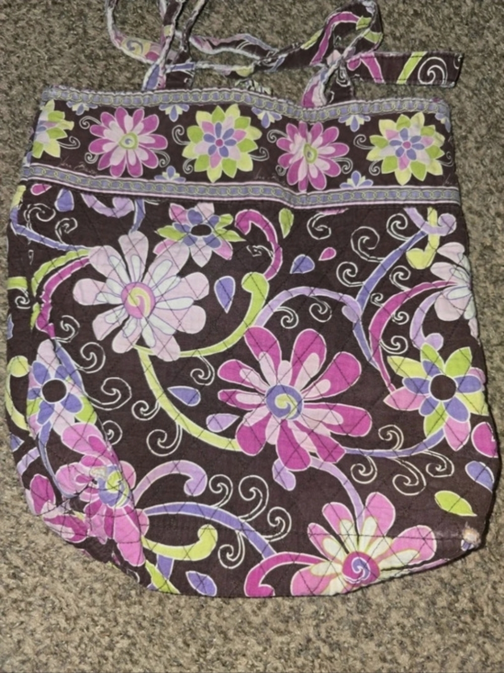 Vera Bradley Va Bloom Tote Bag Floral Tote in Purple & Pink